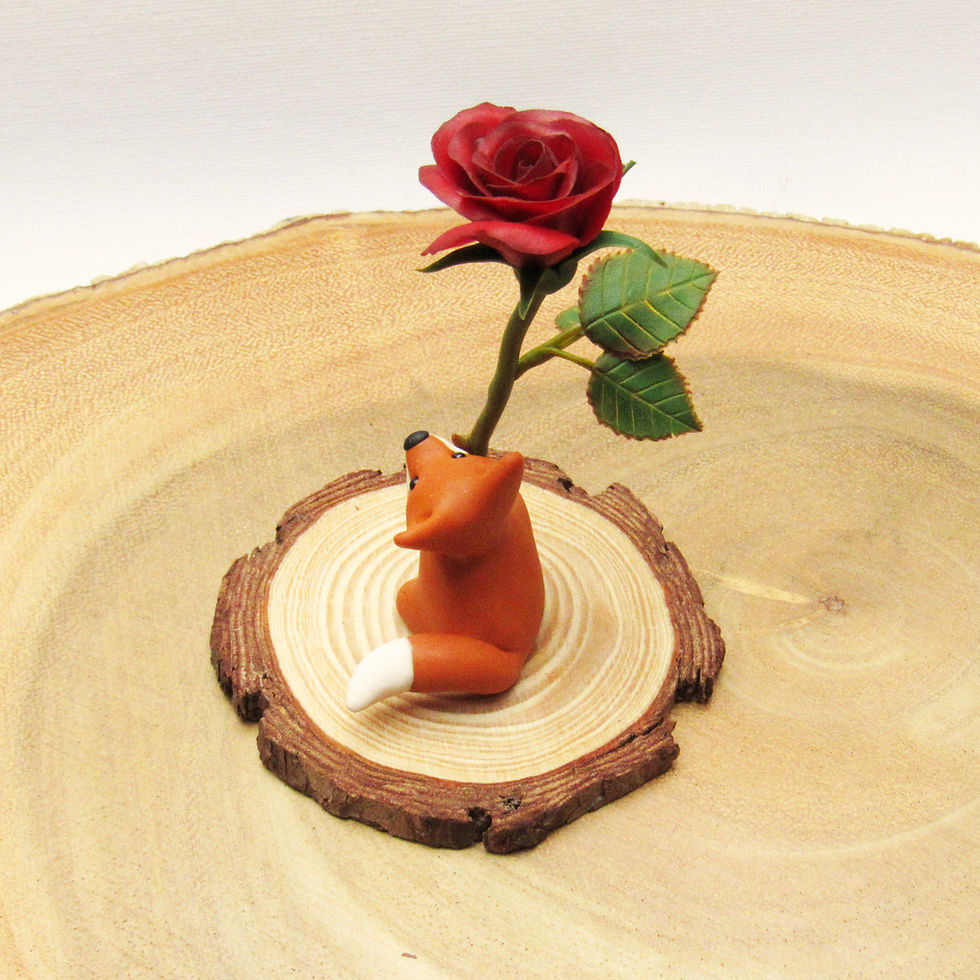 Thumbnail: Fox ornament with single red rose