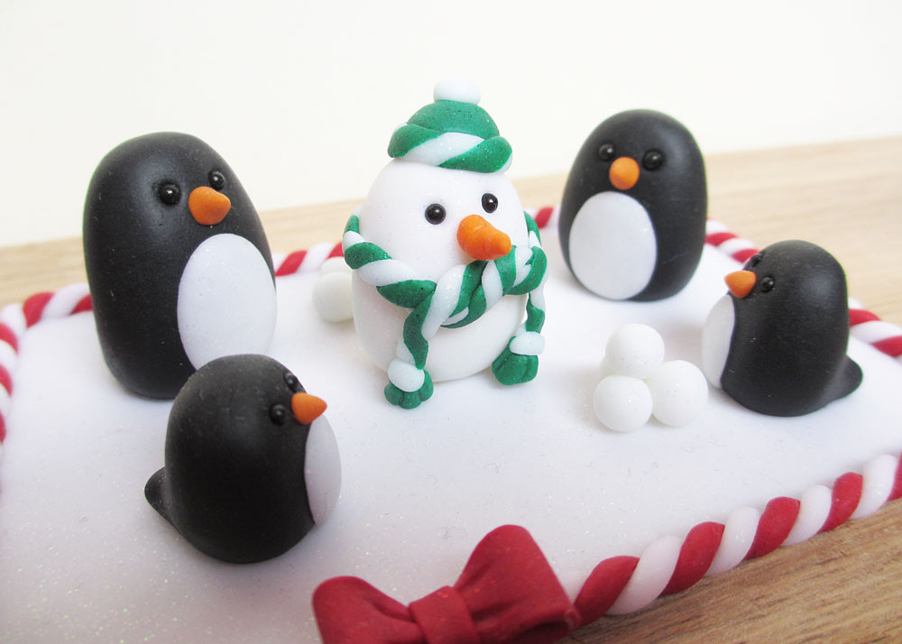 Penguin Christmas cake decoration