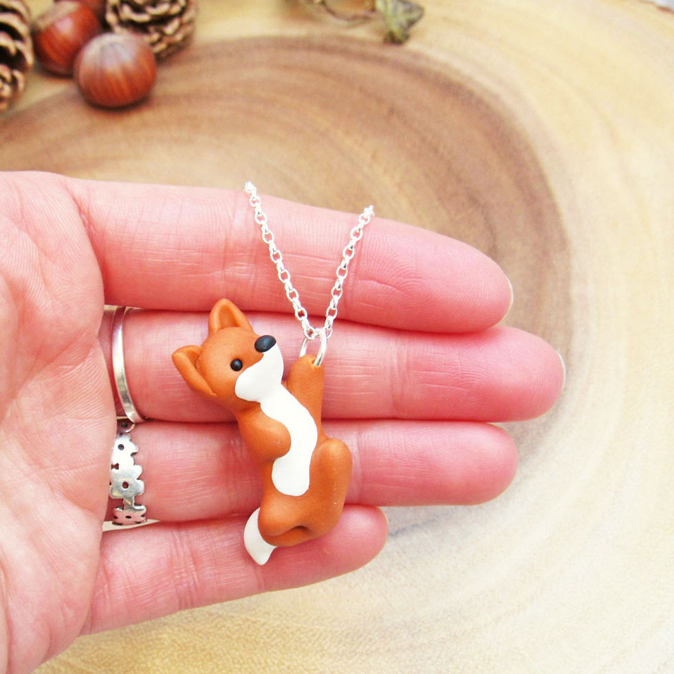 Thumbnail: Fox necklace on sterling silver chain