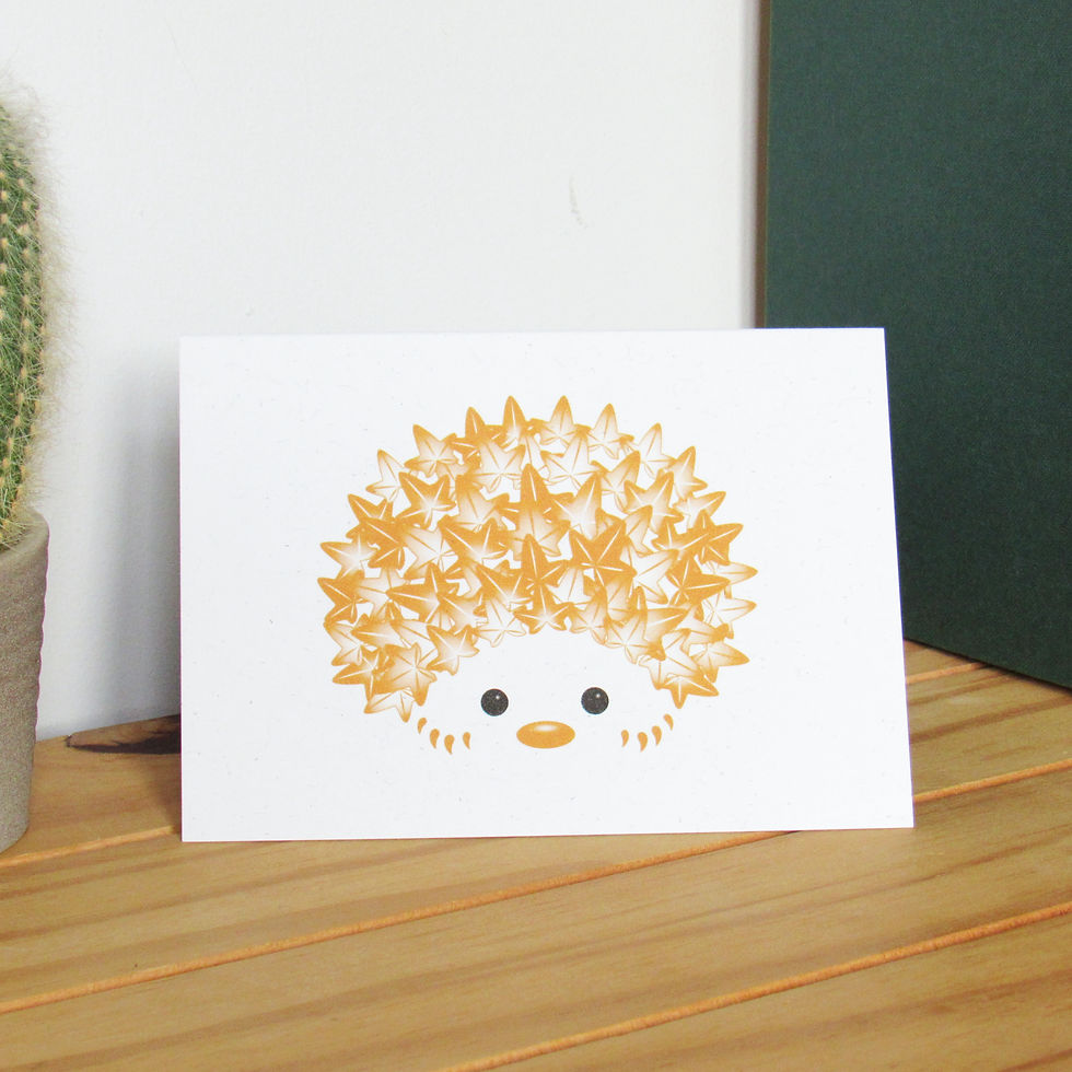 Thumbnail: Orange hedgehog recycled greetings card