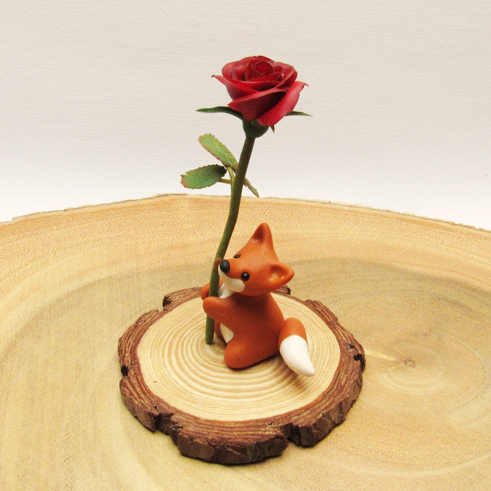 Thumbnail: Fox ornament with single red rose