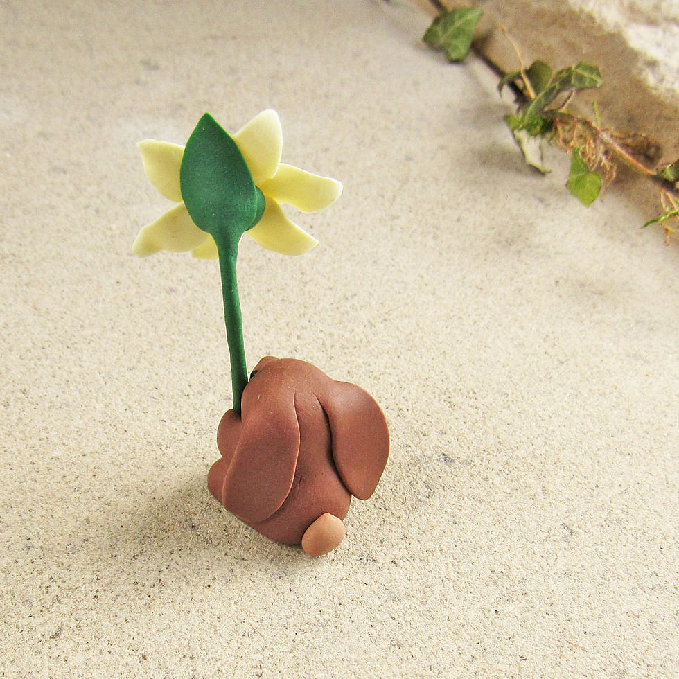 Thumbnail: Tiny bunny and daffodil ornament