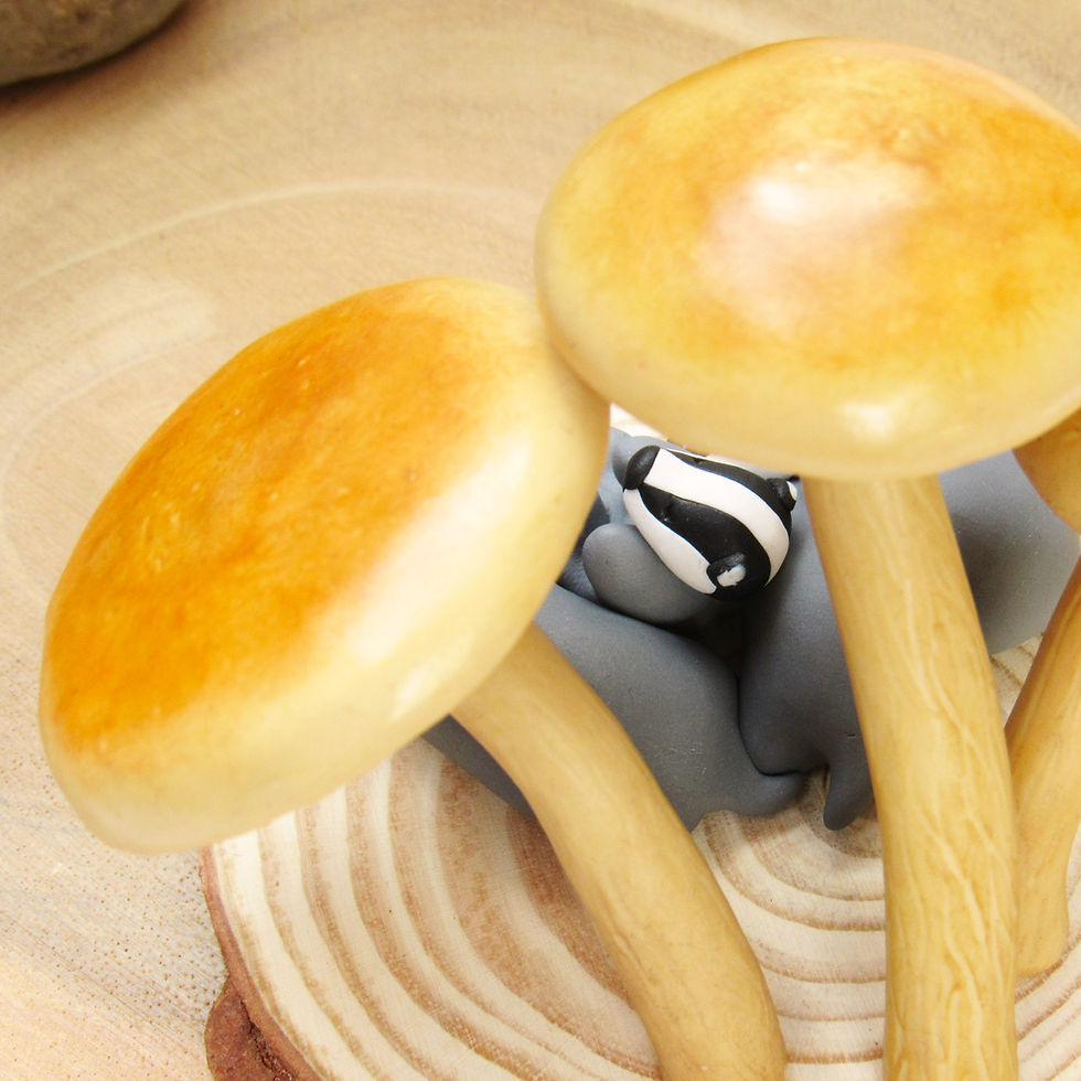 Thumbnail: Polymer clay velvet shank mushrooms