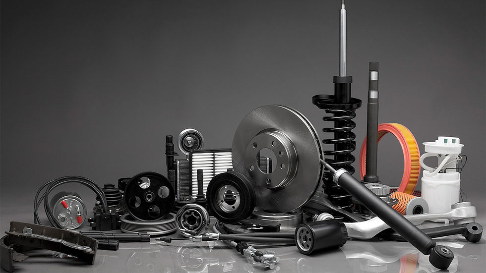 A variety of hydraulic components, including filters, shocks, seals, and fittings, representing both OEM and aftermarket parts.