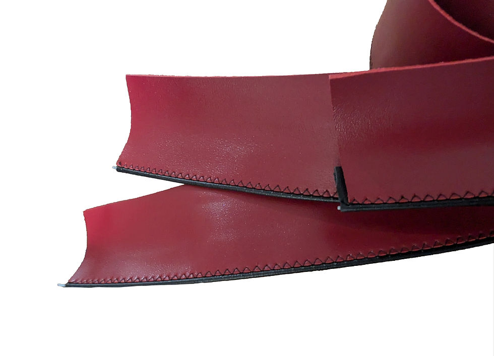 Red Leather Sweatband, soft reeded leather hat sweatband by Giusto Hat Supply (view 2)