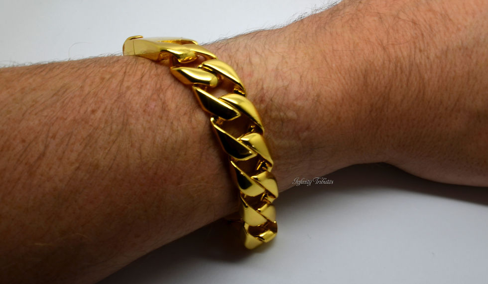 Thumbnail: 24k Gold Plated Chunky Curb Cremation Urn Bracelet