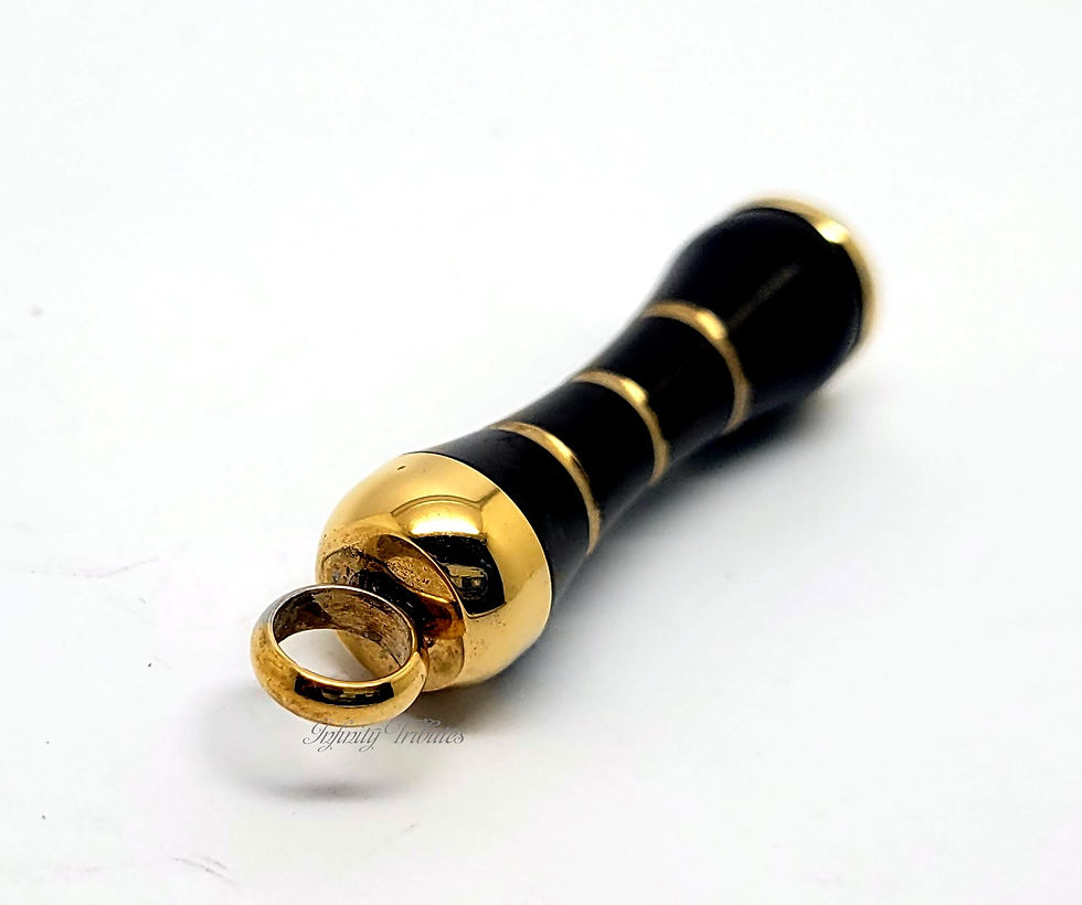 Thumbnail: 24k Gold Plated Black Curved Cylinder Cremation Urn Keepsake Pendant Necklace