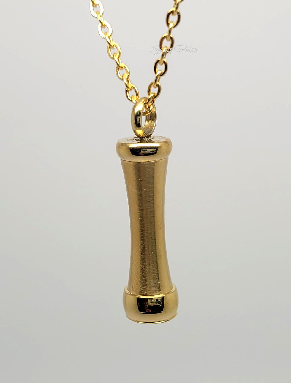 Thumbnail: 24k Gold Plated Cylinder Cremation Urn Keepsake Necklace