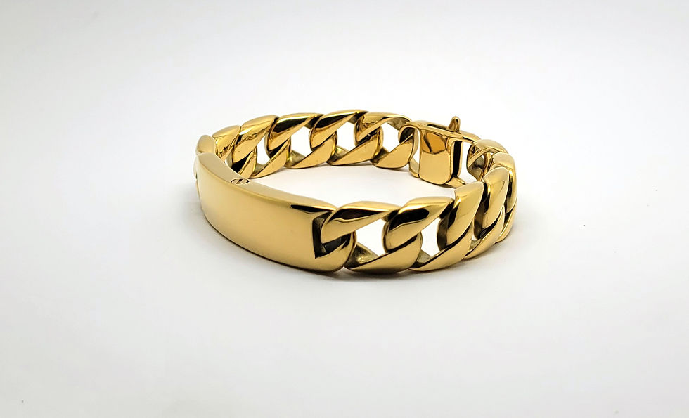 Thumbnail: 24k Gold Plated Chunky ID Curb Cremation Urn Bracelet