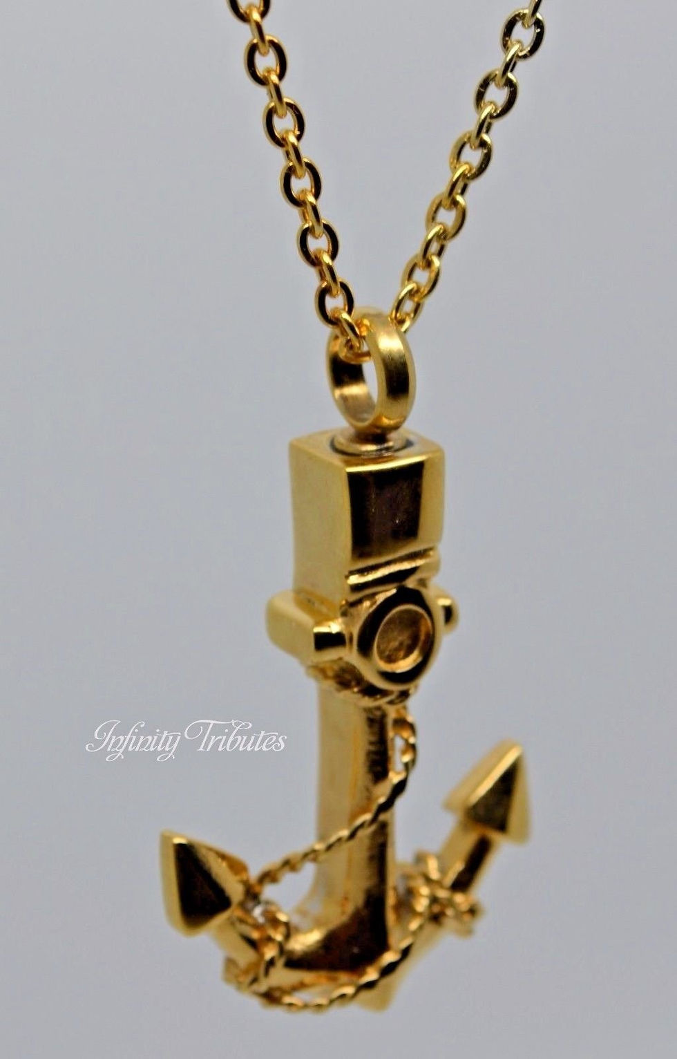 Thumbnail: 24k Gold Plated Anchor Cremation Urn Keepsake Pendant Neckla