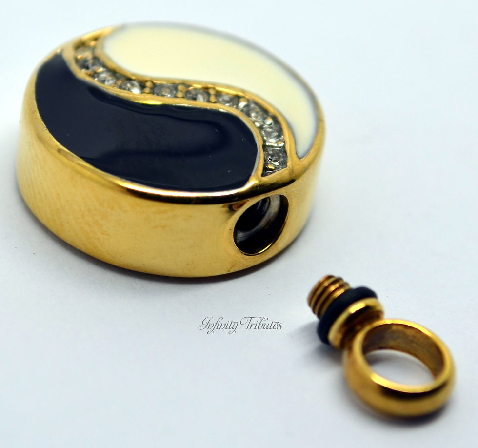 Thumbnail: 24k Gold Plated Yin Yang Cremation Urn Necklace