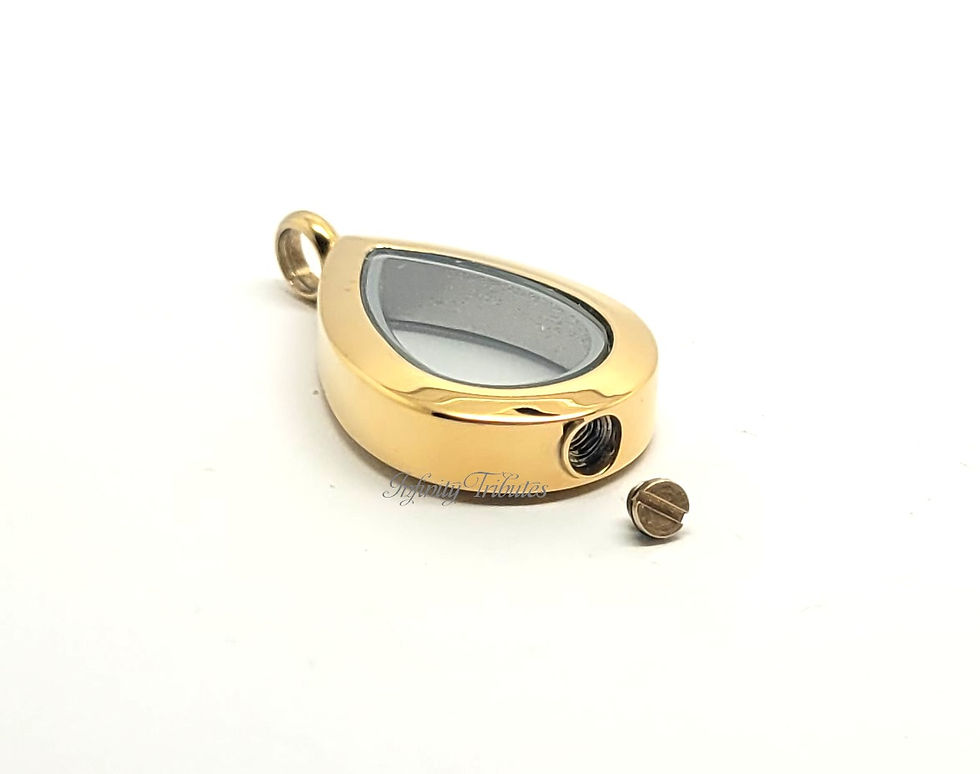 Thumbnail: 24k Gold Plated Clear Glass Teardrop Cremation Urn Ashes Necklace