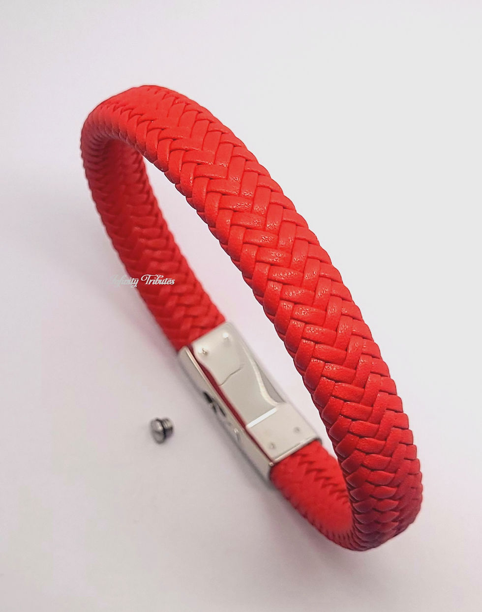 Thumbnail: Red Braided Leather Cremation Urn Ashes Bracelet