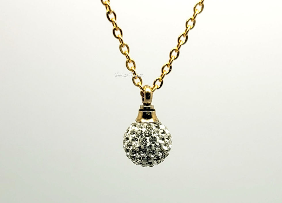 Thumbnail: 24k Gold Plate Cubic Zirconia Ball Cremation Urn Necklace