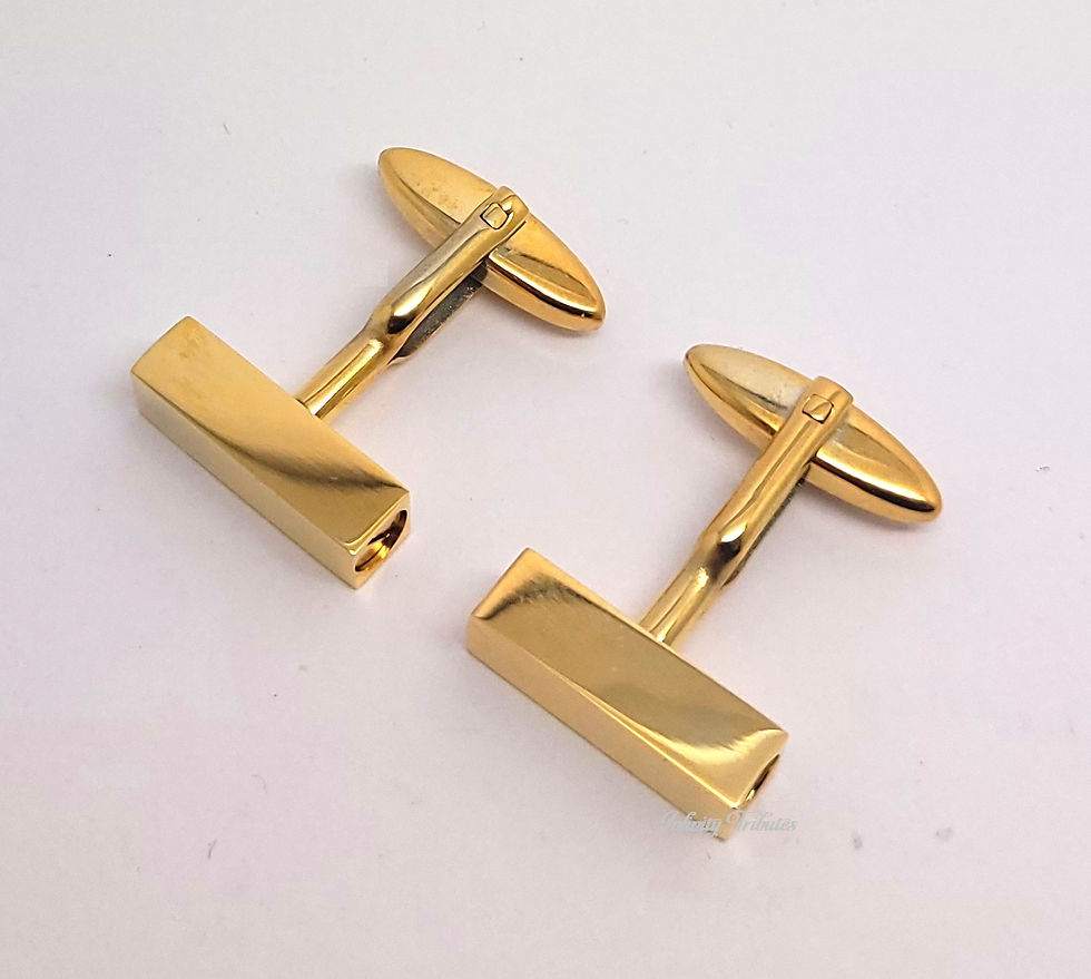 Thumbnail: 24k Gold Plated Squared Cremation Urn Cufflinks - Black