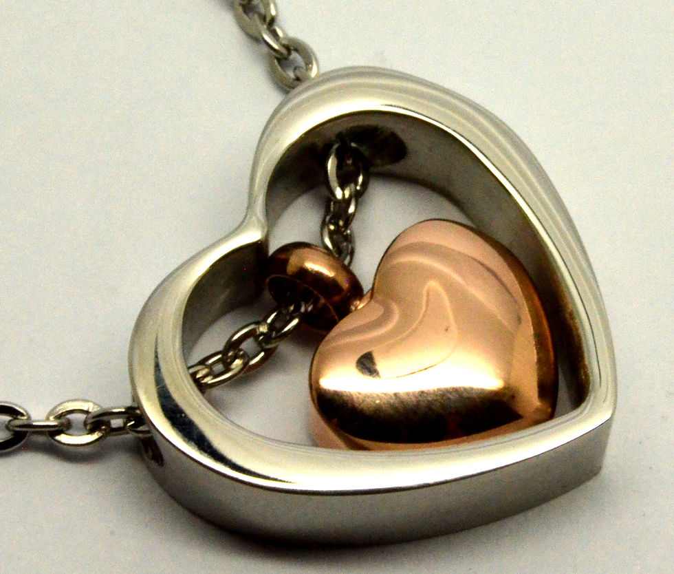 Thumbnail: Rose Gold Plated Two Hearts Cremation Urn Keepsake Necklace