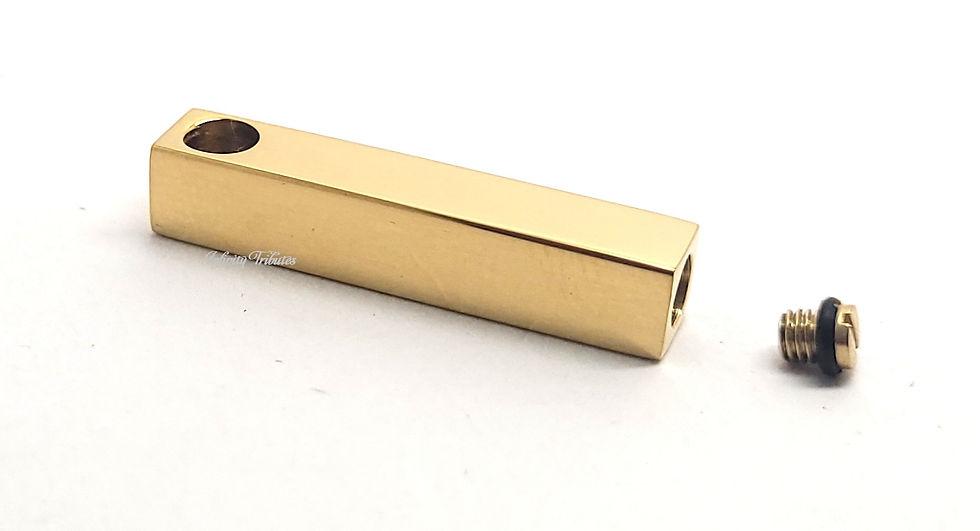 Thumbnail: 24k Gold Plated Cube Bar Cremation Urn Keepsake Pendant Neck
