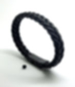 Thumbnail: Twisted Braided Black Leather Cremation Urn Ashes Bracelet
