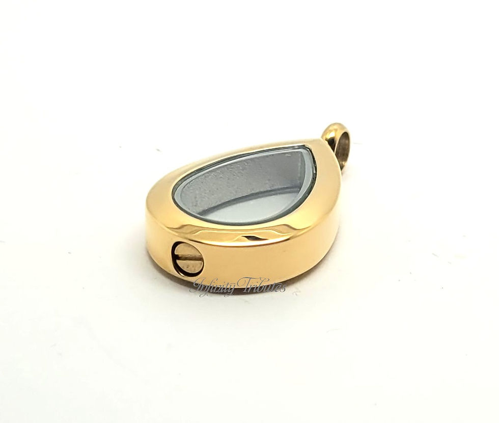 Thumbnail: 24k Gold Plated Clear Glass Teardrop Cremation Urn Ashes Necklace