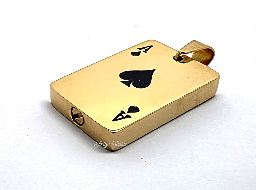 Thumbnail: 24k Gold Plated Ace of Spades Cremation Urn Necklace