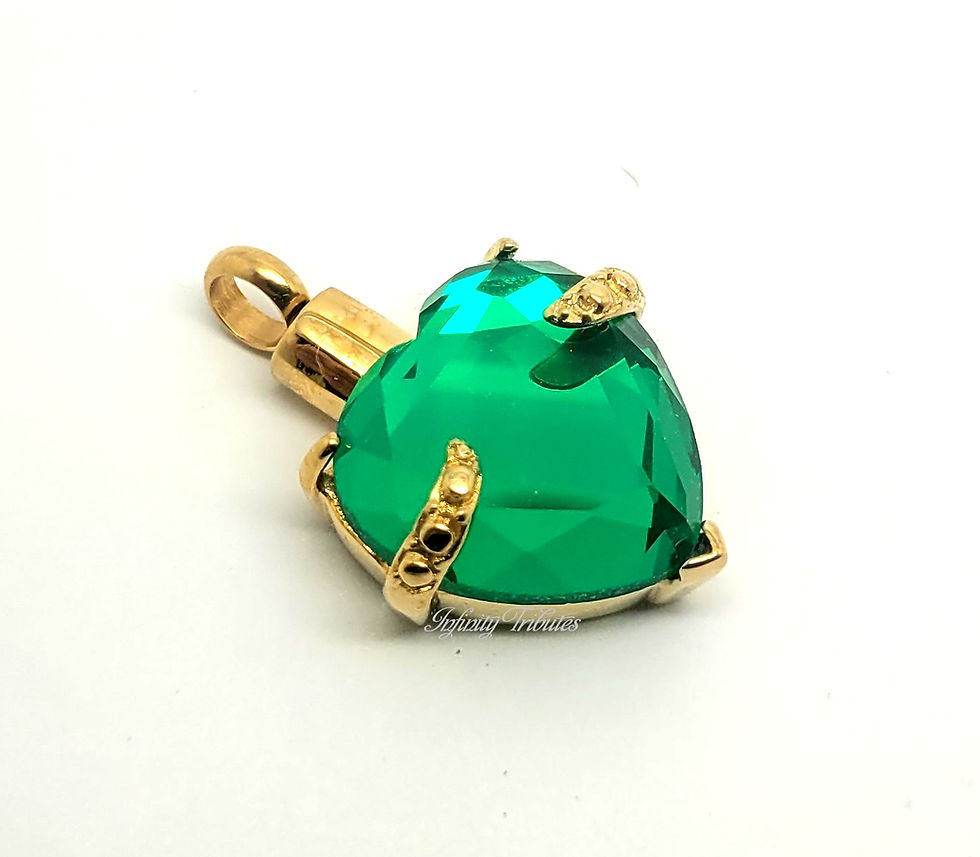 Thumbnail: 24k Gold Plated Emerald Green Heart Cremation UrnNecklace