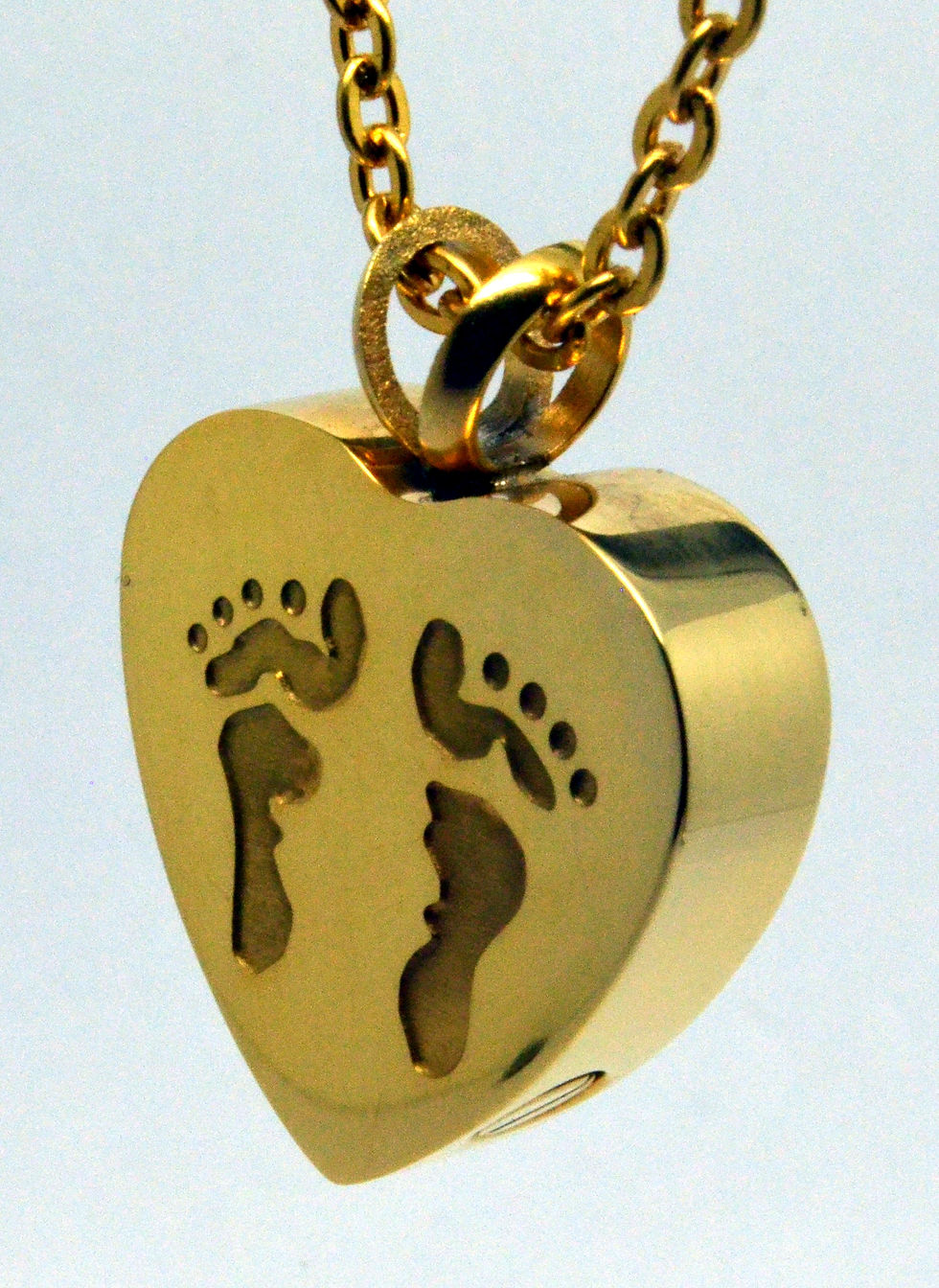Thumbnail: 24k Gold Plated Footprints Cremation Urn Keepsake Necklace