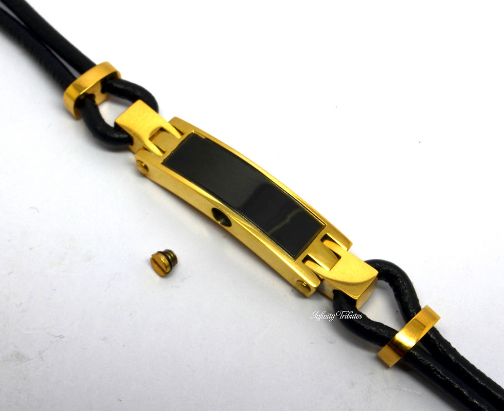 Thumbnail: 24k Gold Plated Adjustable Leather Cremation Urn Bracelet