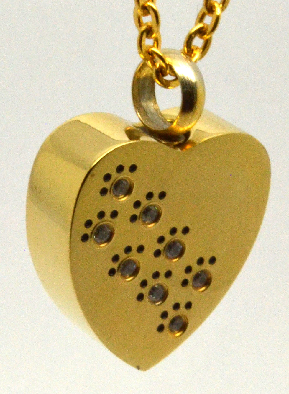 Thumbnail: 24k Gold Plated Pawprint Heart Cremation Urn Necklace