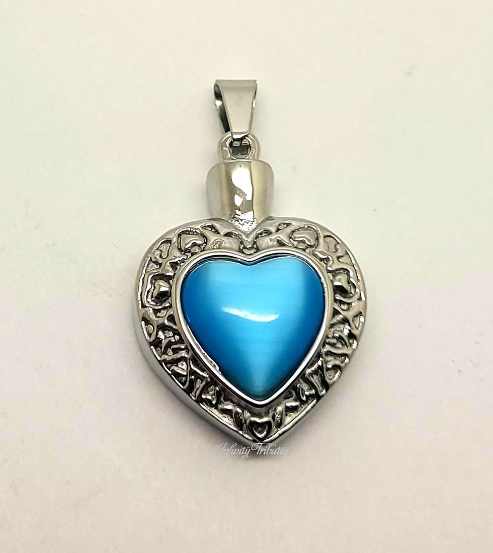 Thumbnail: Blue/Turquoise Heart Cremation Urn Necklace