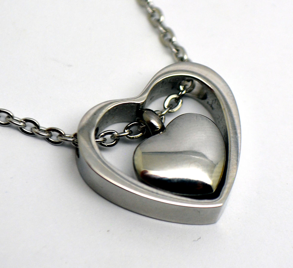 Two Hearts Cremation Urn Keepsake Necklace