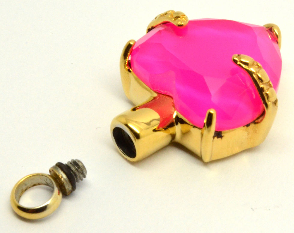 Thumbnail: 24k Gold Plated Pink Heart Cremation Urn Necklace