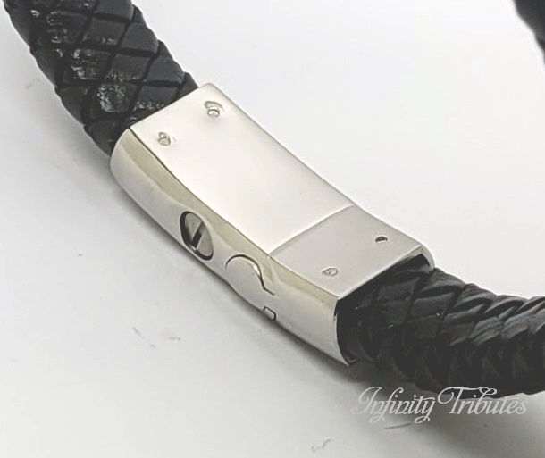 Thumbnail: Infinity Braided Black Leather Cremation Urn Ashes Bracelet