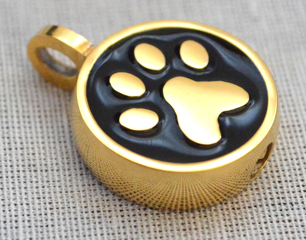 Thumbnail: 24k Gold Plated Round Pawprint Cremation Urn Necklace