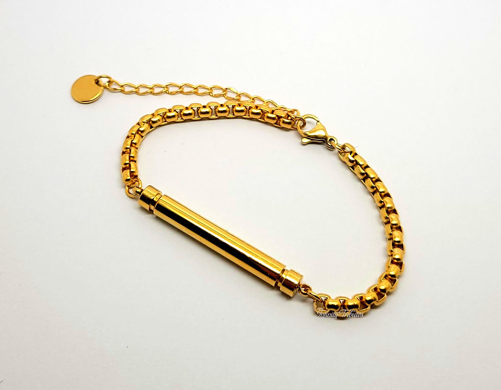 Thumbnail: 24k Gold Plated Twin Cylinder Cremation Urn Bracelet