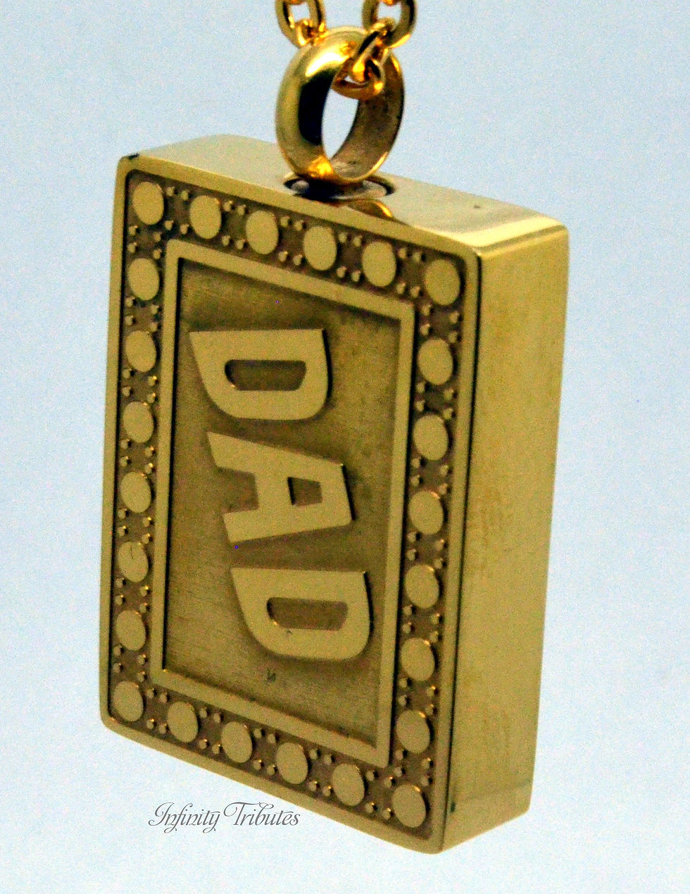Thumbnail: 24k Gold Plated Dad Cremation Urn Necklace (Rectangle)