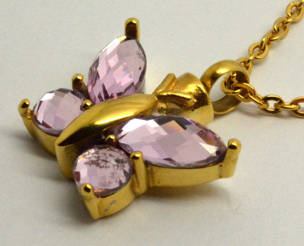 Thumbnail: 24k Gold Plated Purple Butterfly Cremation Urn Necklace