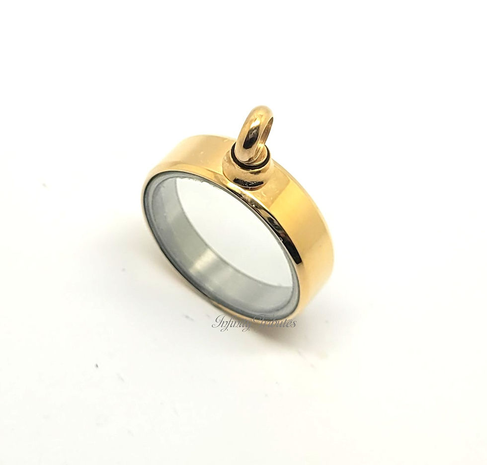 Thumbnail: 24k Gold Plated Clear Glass Circle Cremation Urn Ashes Necklace