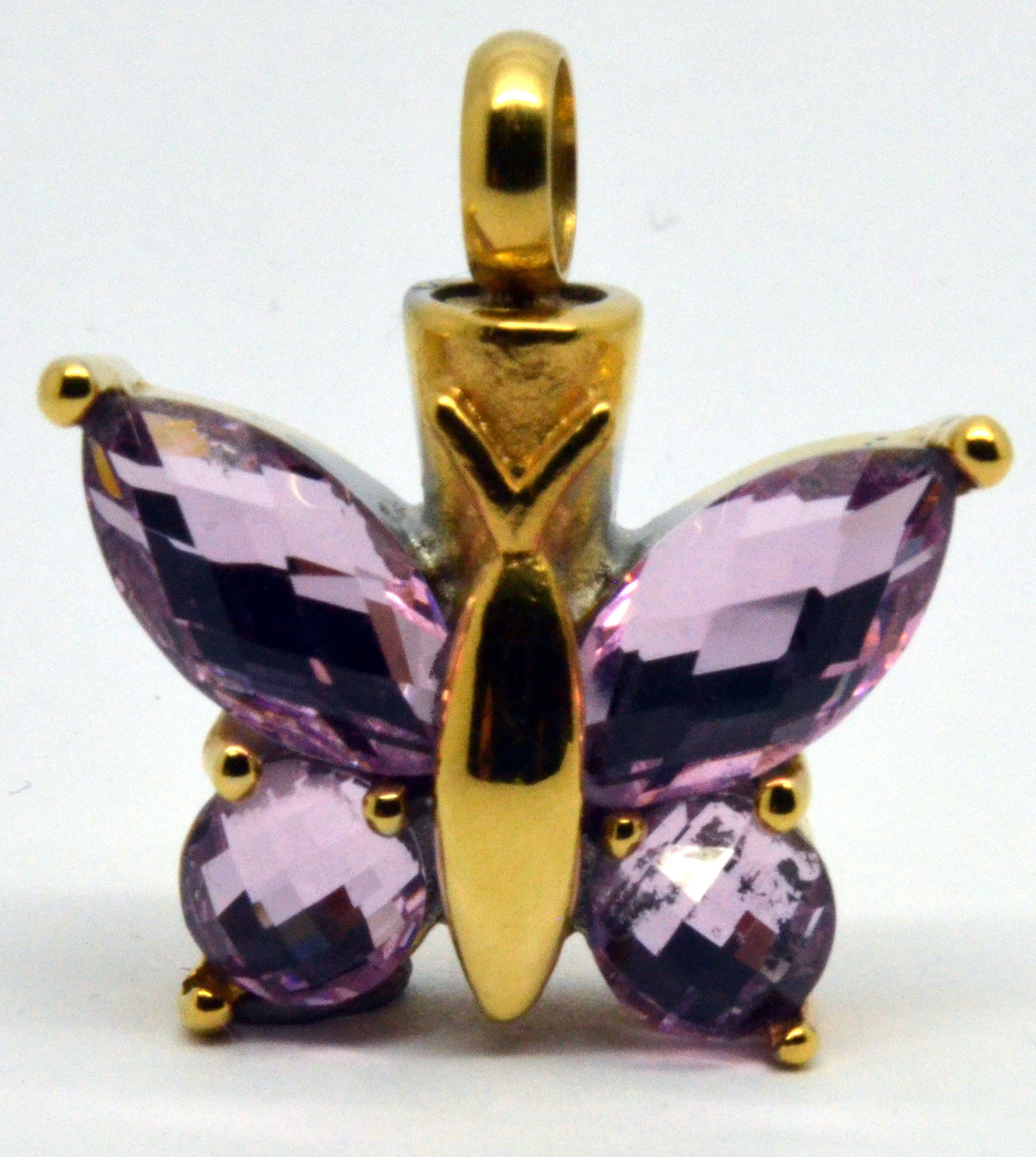24k Gold Plated Purple Butterfly Cremation Urn Necklace