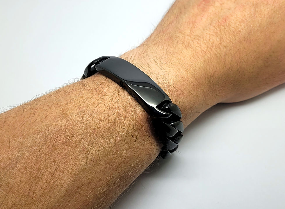 Thumbnail: Gloss Black Chunky ID Curb Cremation Urn Bracelet
