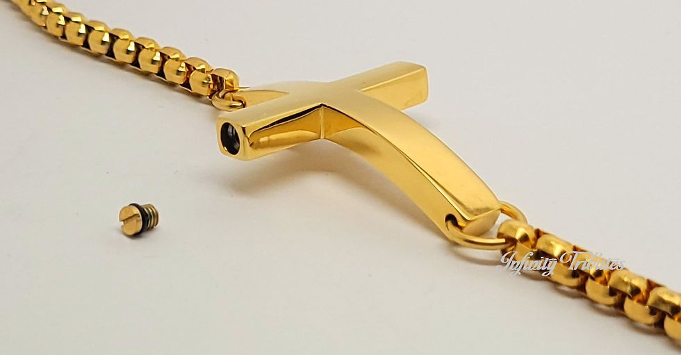 Thumbnail: 24k Gold Plated Cross Cremation Urn Ashes Bracelet