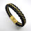 Thumbnail: 24k Gold Plated Braided Black Leather Cremation Urn Ashes Bracelet