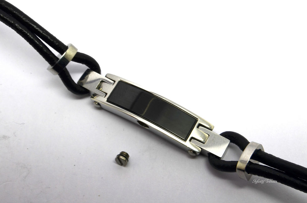 Thumbnail: Black Leather Adjustable Cremation Urn Bracelet