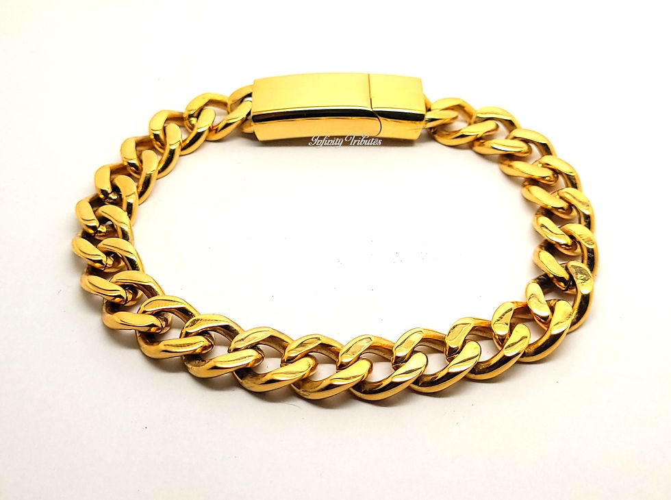 Thumbnail: 24k Gold Plated Curb Cremation Urn Bracelet