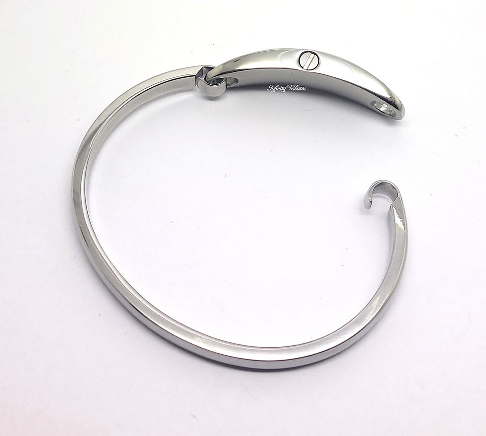 Thumbnail: ID Bangle Cremation Urn Cuff Bracelet - Silver