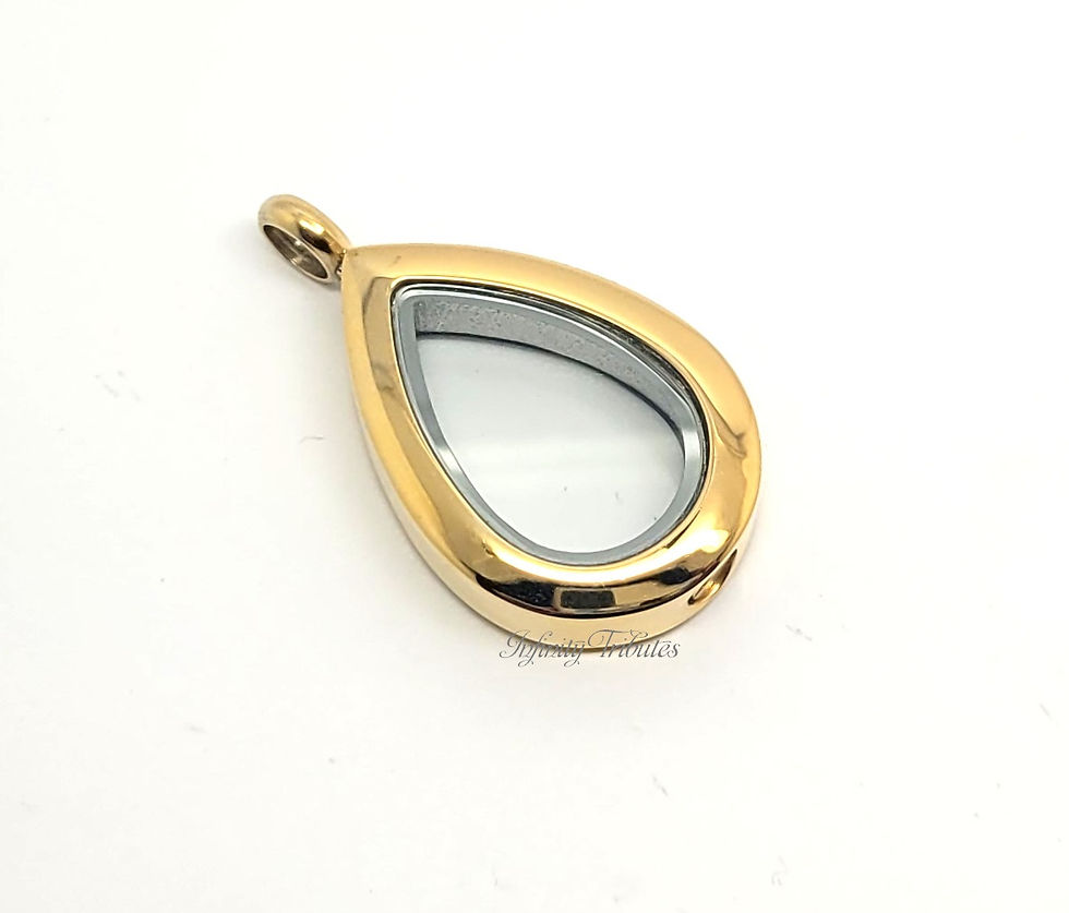 Thumbnail: 24k Gold Plated Clear Glass Teardrop Cremation Urn Ashes Necklace