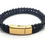 Thumbnail: 24k Gold Plated Braided Beaded Black Leather Cremation Urn Ashes Bracelet