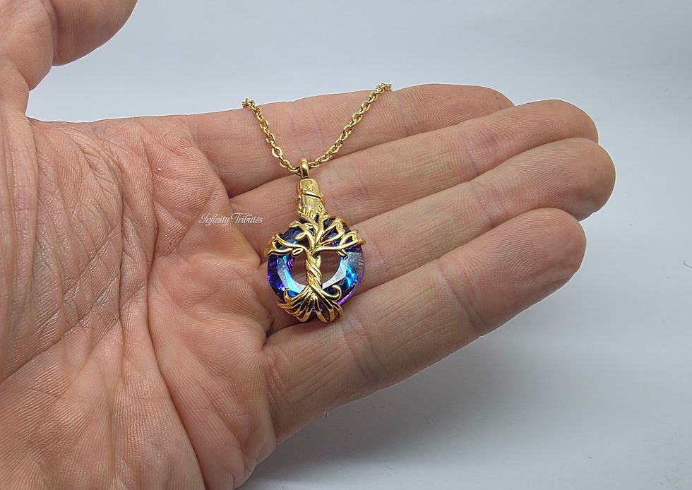 Thumbnail: 24k Gold Plated Tree of Life Cremation Urn Ashes Necklace