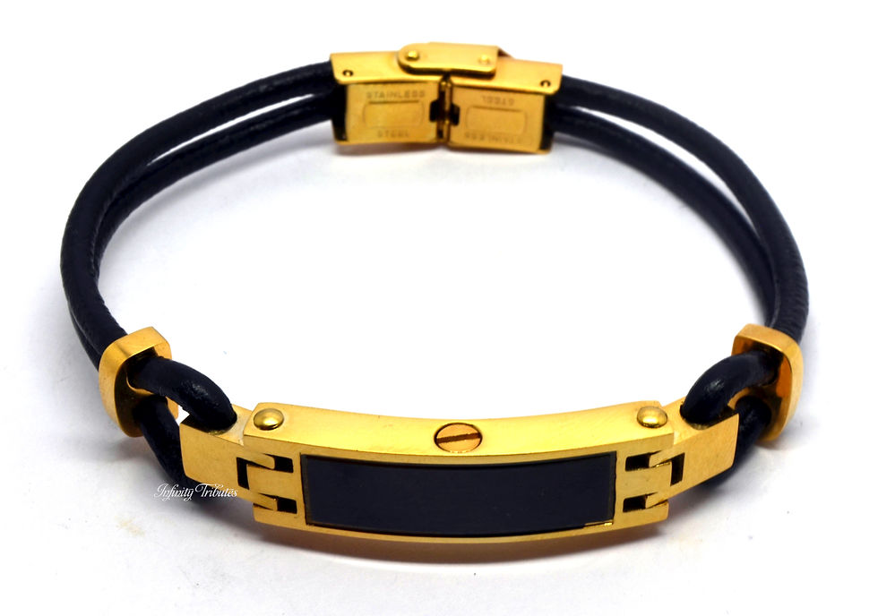 Thumbnail: 24k Gold Plated Adjustable Leather Cremation Urn Bracelet
