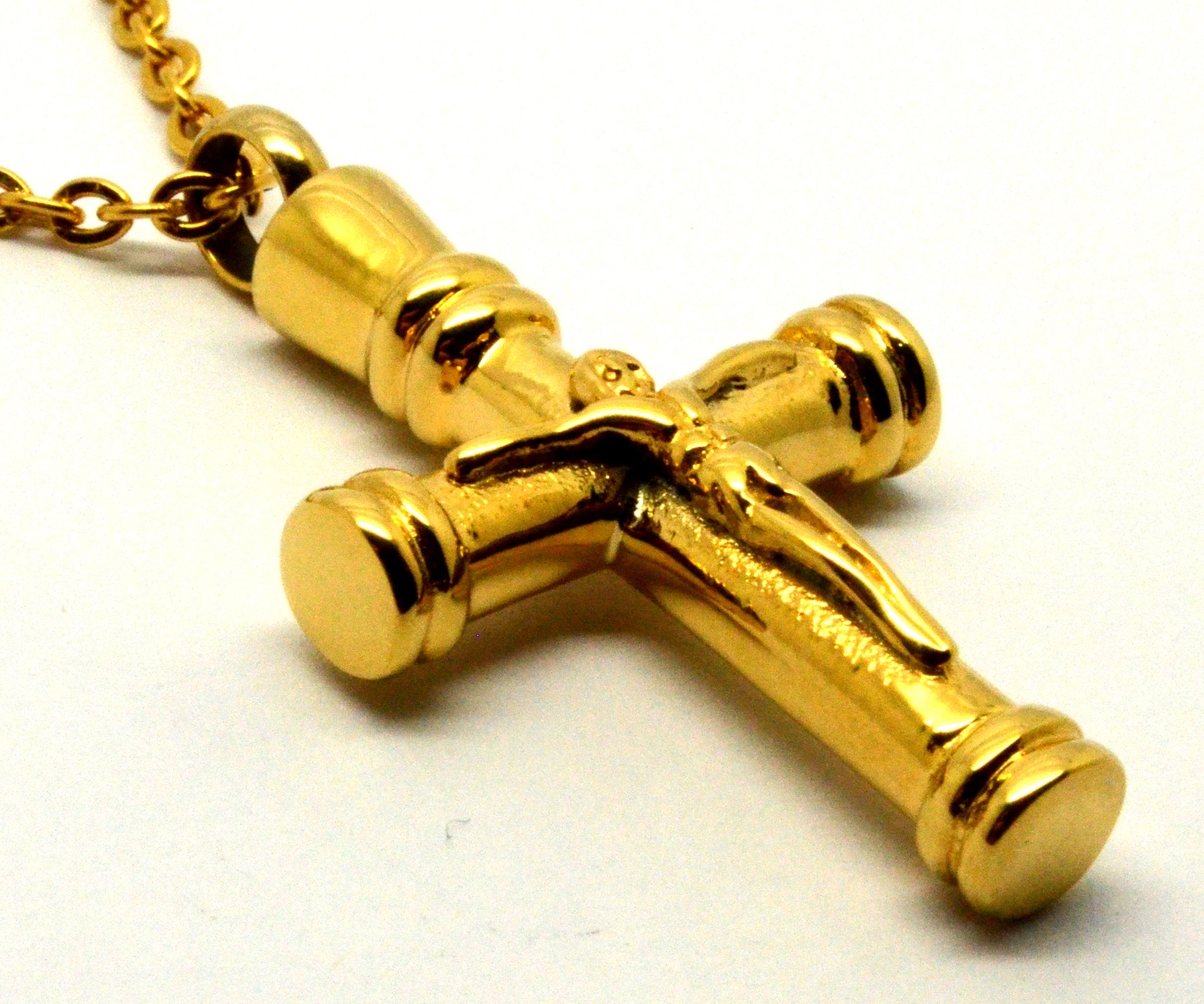 24k Gold Plated Jesus Cross/Crucifix Cremation Urn Necklace