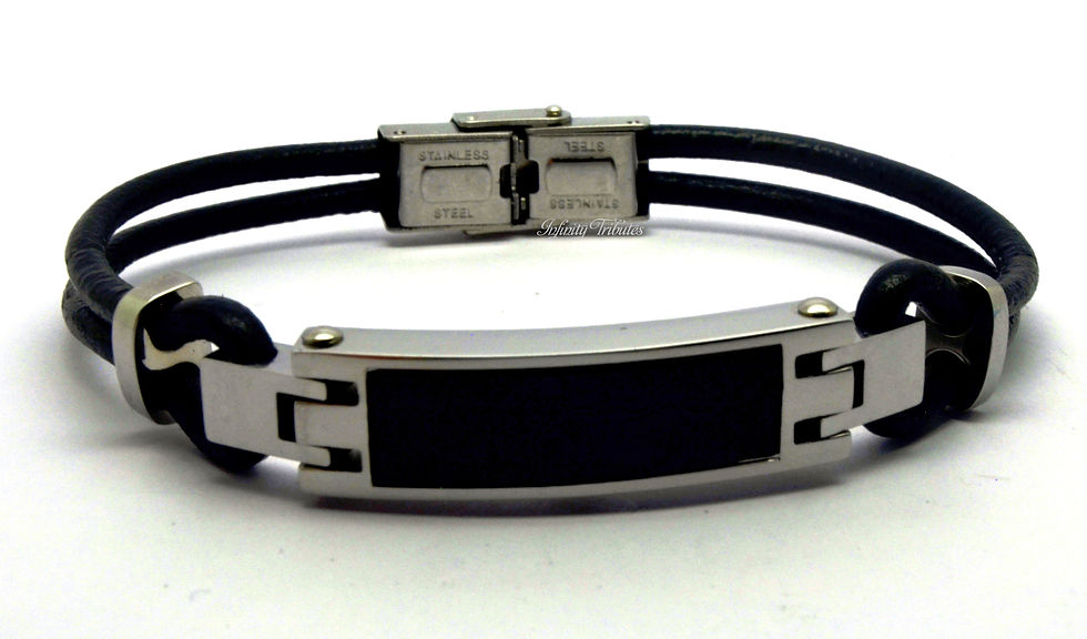 Thumbnail: Black Leather Adjustable Cremation Urn Bracelet